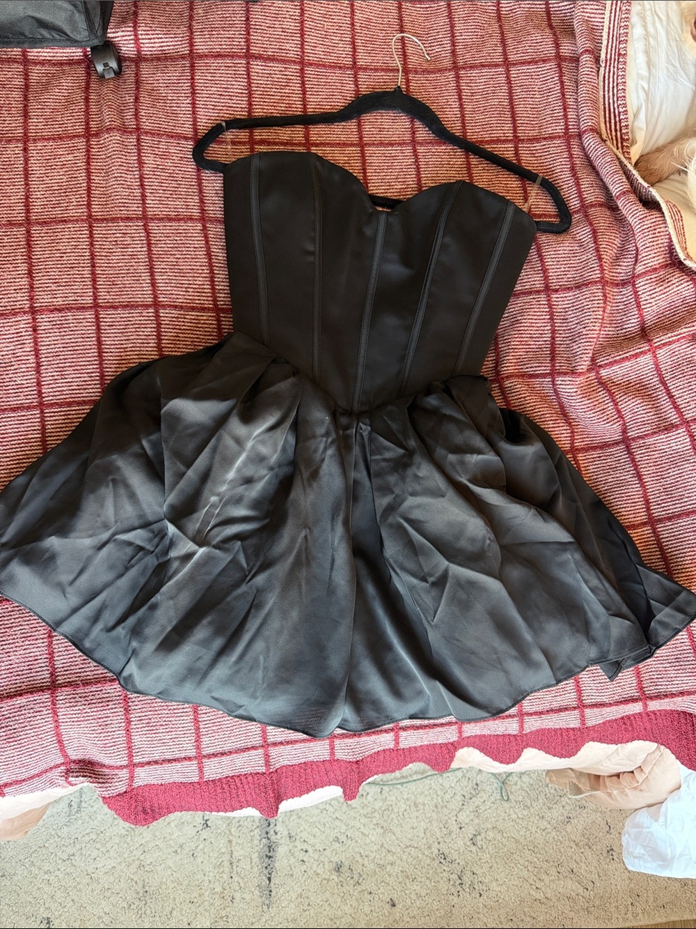 Oh Polly Black Strapless Corset Fit and Flare Dress